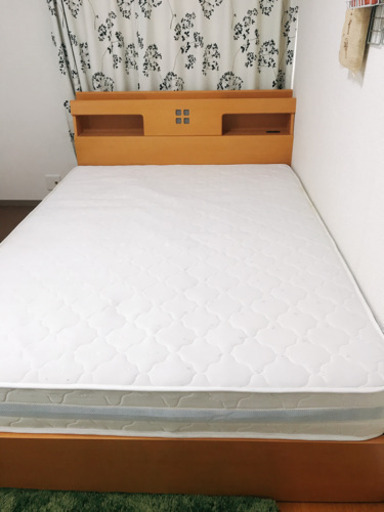 ReCENO 照明・収納付きダブルベッド AQUA マットレス付き