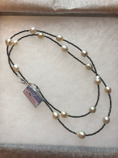南洋真珠17ピース　ヘマタイト　ロングネックレス