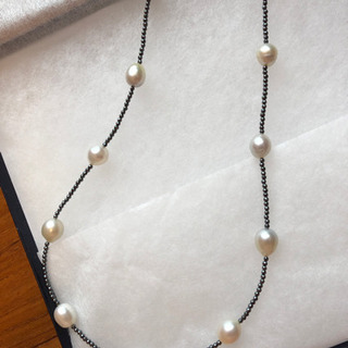 南洋真珠17ピース ヘマタイト ロングネックレス