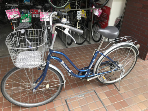 26インチ　ママチャリ　外装6段変速付き　ブルー