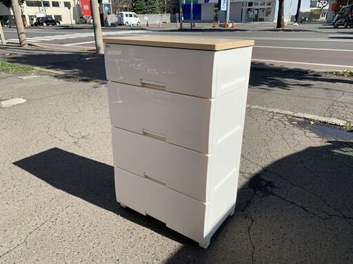 4段衣装ケース キャスター付き 幅65cm Fits 木製天板 プラチェスト 洋服収納 収納BOX 南12条店