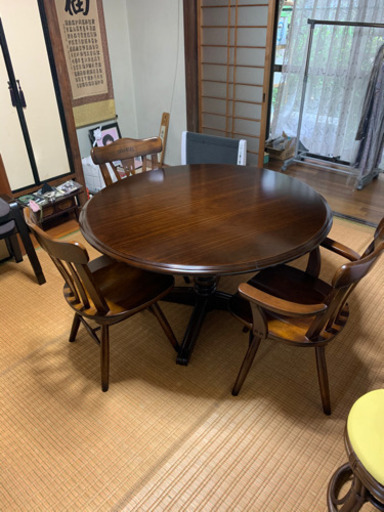 カリモク　コロニアル　テーブル　アンティーク