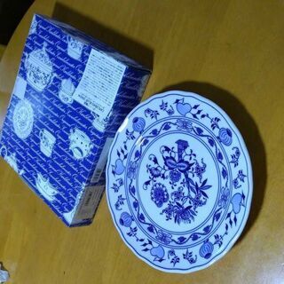 ボヘミア陶器　ブルーオニオン プレートの画像