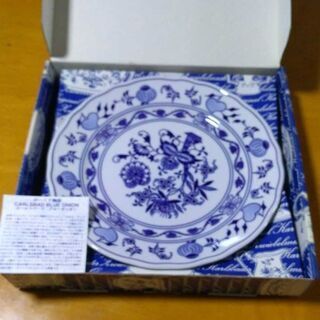 ボヘミア陶器　ブルーオニオン プレートの画像