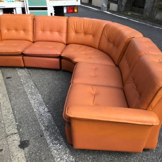 中古　応接ソファー5点セット　キャメル