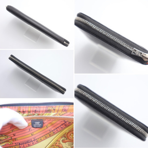 《HERMES/アザップ シルクイン》ラウンドファスナー ABランク グレー 美