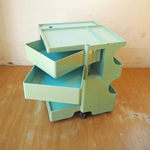 ビンテージ ビエッフェプラスト・パドヴァ BIEFFEPLAST PADOVA ボビーワゴン ジョエ・コロンボ 2段2トレー ライトブルー イタリア MoMA ★