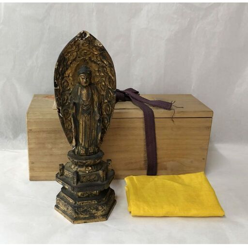 c951 木彫 仏像 観音様 木箱入り 仏教美術