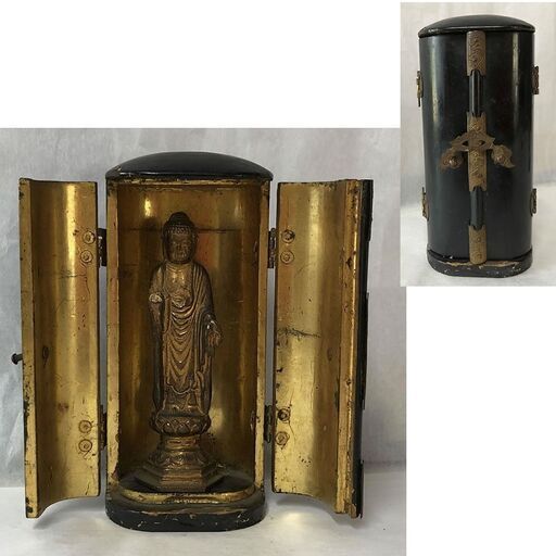 c952 銅製 仏像 観音様 厨子入り 銅器 仏教美術