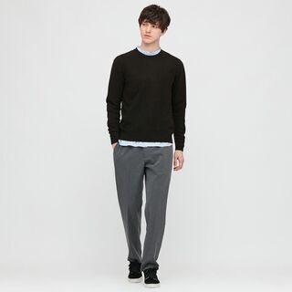 ユニクロ クールネック セーター カシミヤ100% ブラック/黒 メンズMの画像