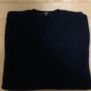 ユニクロ クールネック セーター カシミヤ100% ネイビー/紺...