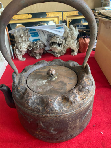 鉄瓶 龍文堂造 在銘 水漏れ 煎茶 古道具 アンティーク