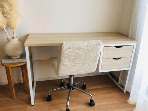 デスク&チェア セット売り 引き出し付き 木目調  パソコンデスク