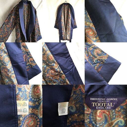 古着 vintage 【TOTAL】 ペイズリー柄 ロングガウン ネイビー系