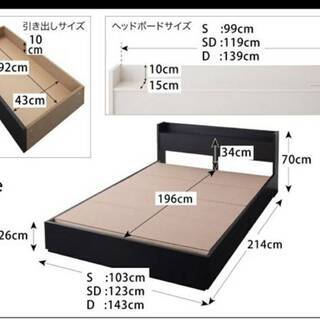 8803】セミダブル・2杯収納・棚コンセント付きフロアベッド・ホワイト