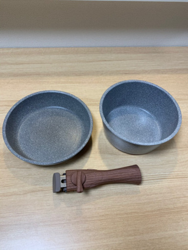 美品　カインズ　取っ手が取れる　フライパン　鍋　セット　ストーンマーブル