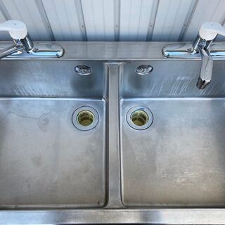 ステンレス 二層式 シンク 流し台 厨房 蛇口2個付き 手洗 水廻り 店舗 1200×800×600