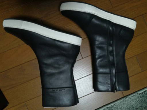 カドヤ スニーカーブーツ LEATHER HIGH SNEAKER ブラックxホワイト