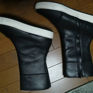 カドヤ スニーカーブーツ LEATHER HIGH SNEAKER ブラックxホワイト
