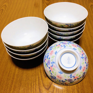 花柄　茶碗　10Pの画像