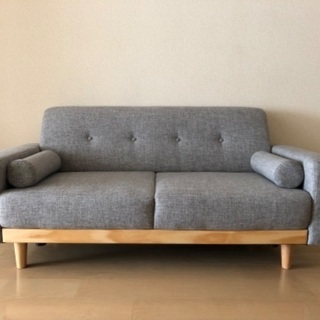 ２人掛け　天然木脚ソファの画像