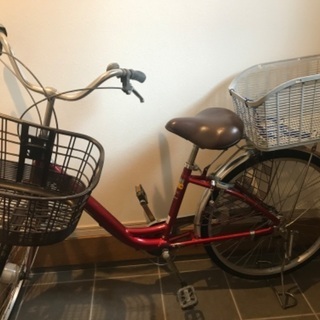 自転車(中古) ママチャリ　24インチ　赤