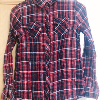 美品　赤チェックシャツ　