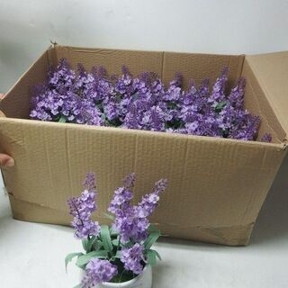 陶器の入れ物+ラベンダー造花　ちょっとした飾りに　12コまとめて...