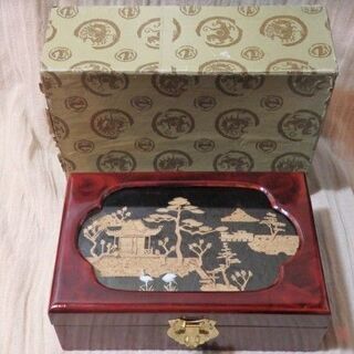 中国製 ジュエリーケース 木製 立体切り絵 薔薇 中国工芸 宝石...