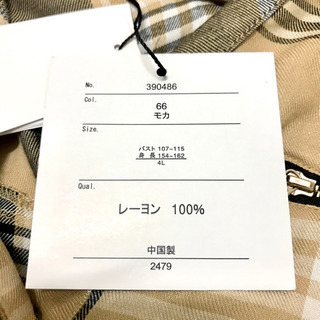 59. 新品タグ付き　プラスサイズ　オーバーサイズ　チェック柄　ブラウス　カットソーの画像