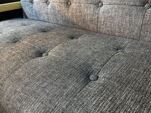 LOWYA ソファ ベンチタイプ 2人掛け 2.0P 2シーター グレー×ナチュラル 中古品