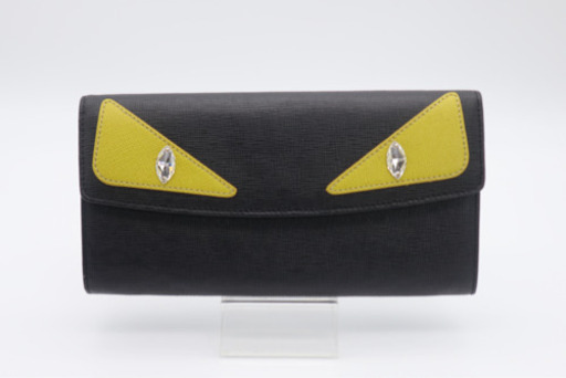 《FENDI/バグズモンスター 長財布》Aランク 8M0340 黒 黄色 極美品