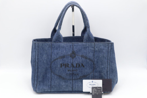 《PRADA/カナパ M ハンドバッグ》1BG439 Aランク デニム 極美品