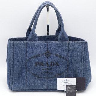 《PRADA/カナパ M ハンドバッグ》1BG439 Aランク デニム 極美品