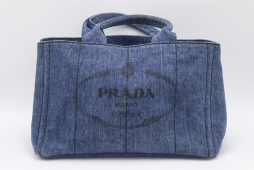 《PRADA/カナパ M ハンドバッグ》1BG439 Aランク デニム 極美品