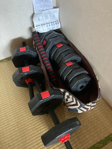 ダンベルセット 20kg×2 計40kg バーベルにもなります