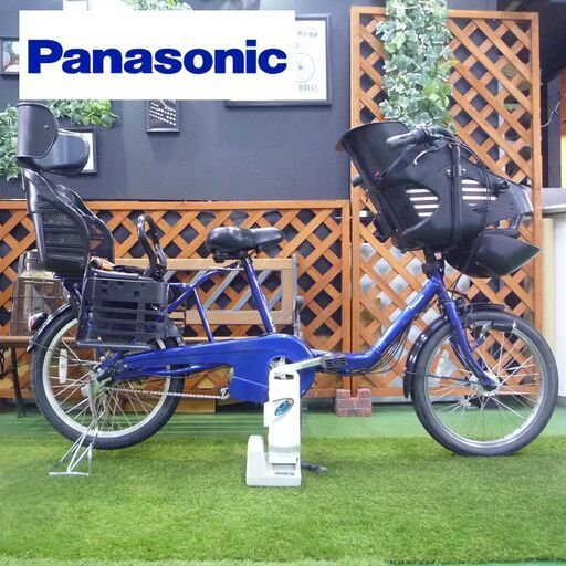 電動自転車 パナソニック 20インチ 新基準 ギュット 10Ah 幼児2人同乗基準適合車 オートライト 後タイヤ新品 2015年 中古 通園 ●