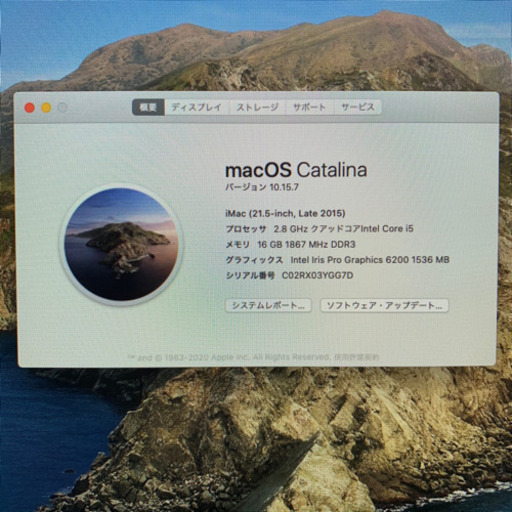 希少メモリー16GB搭載!!iMac2015 21.5inch【管理番号RX03YGG7】