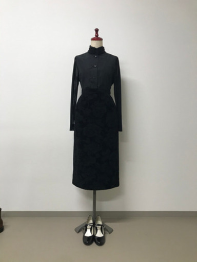 花柄　ブラウン　スカート  茶　秋冬　ニット　m〜L 9号〜11号　ロングボトム