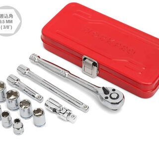 【新品】ソケットレンチセット ガレージツールセット ラチェットレンチ 差込角9.5mm（3/8インチ） クイックリリースラチェットハンドル 工具 道具 セット 12点組【鉄製ケース付属】 WORKPRO の画像
