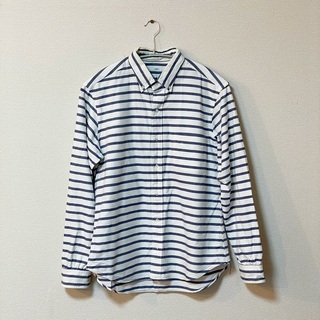 SHIPS ボーターシャツ（Lサイズ・ネイビー＆ホワイト）