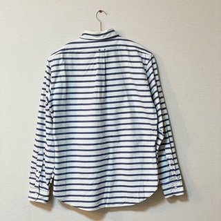 SHIPS ボーターシャツ（Lサイズ・ネイビー＆ホワイト）の画像