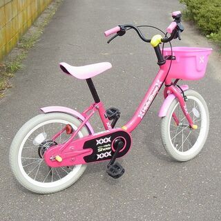 自転車　補助輪付き　子供用　16インチ　ピンク/赤