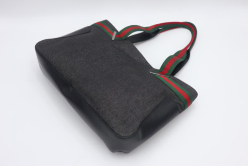 《GUCCI/シェリー レザー トートバッグ》Aランク 極美品 袋 黒 赤 緑