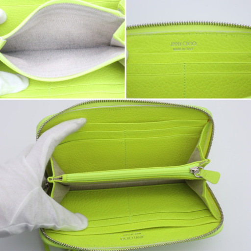 《JIMMY CHOO/スタースタッズ ラウンドファスナー》Aランク 箱 袋 黄