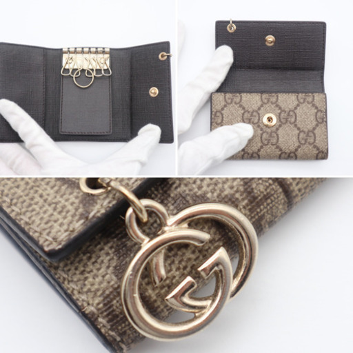 《GUCCI/GGスプリーム》ベージュ ロゴチャーム 21111 ABランク 美