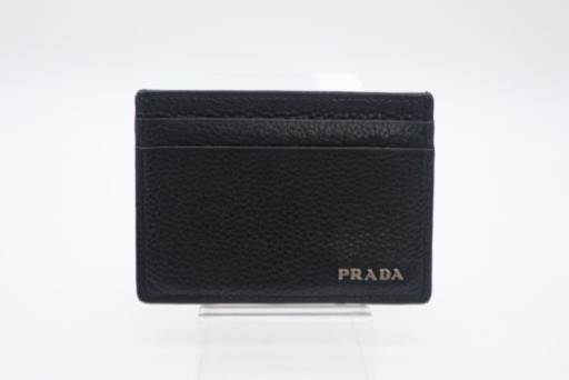 《PRADA/ロゴプレート カードケース》ABランク ブラック 美品 コンパクト