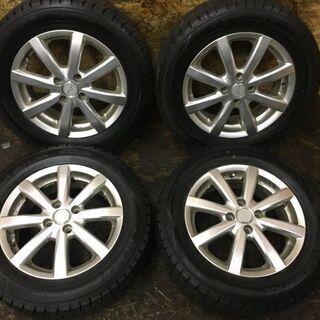【DUNLOP WM02 185/65R15】スタッドレス【BS Linz 社外 15インチ 5.5J4HPCD100+45】2017年製 バリ溝 フリード デミオ等　(VTD246) クレジットカード QR決済可能