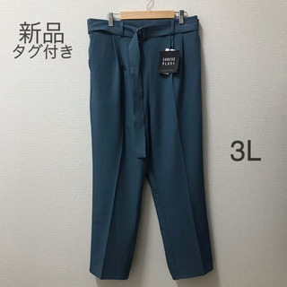 62. 新品タグ付き　プラスサイズ　ベルト付き　ズボン　ボトムス...