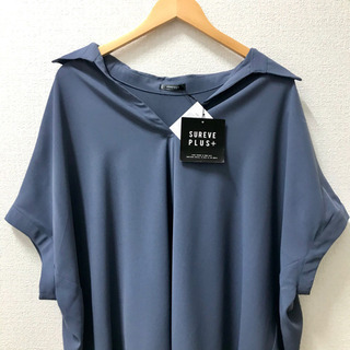 61. 新品タグ付き　プラスサイズ　オーバーサイズ　カラーブラウス　カットソーの画像